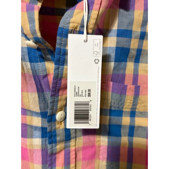 Outerknown Mens Small Plaid Shirt NWT Short Sleeve Organic Cotton Eco Button-Up - Picture 3 of 6